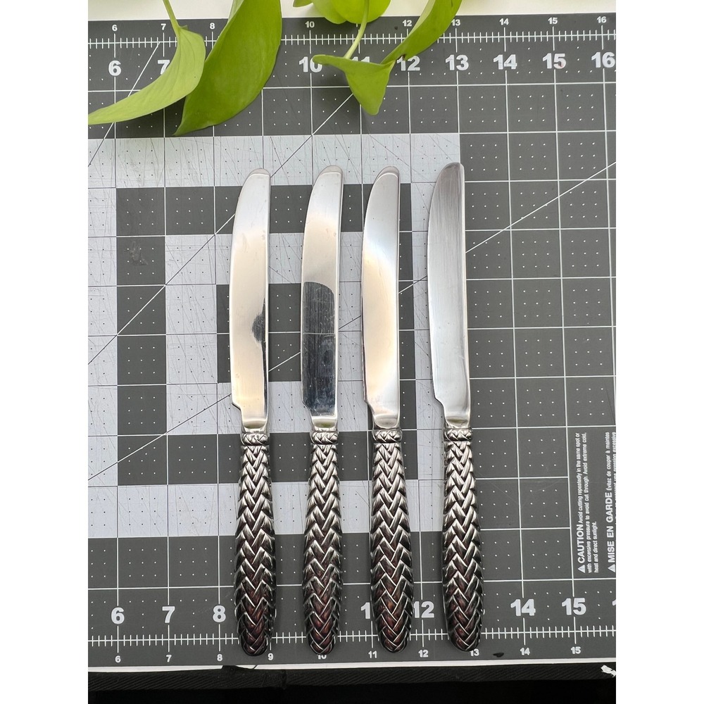 Ralph Lauren Equestrian Braid Silverplate New French Hollow Knife Set of 4 1991